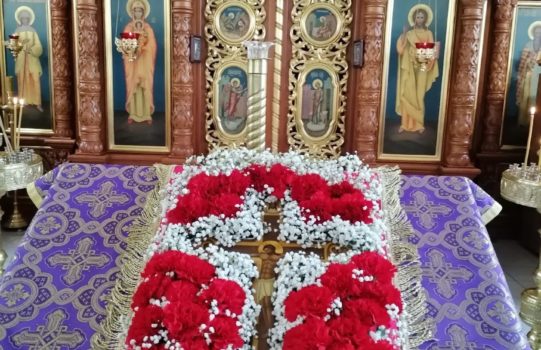Успенский пост в нашем храме начался с поклонения Животворящему Кресту, с освещения мёда.